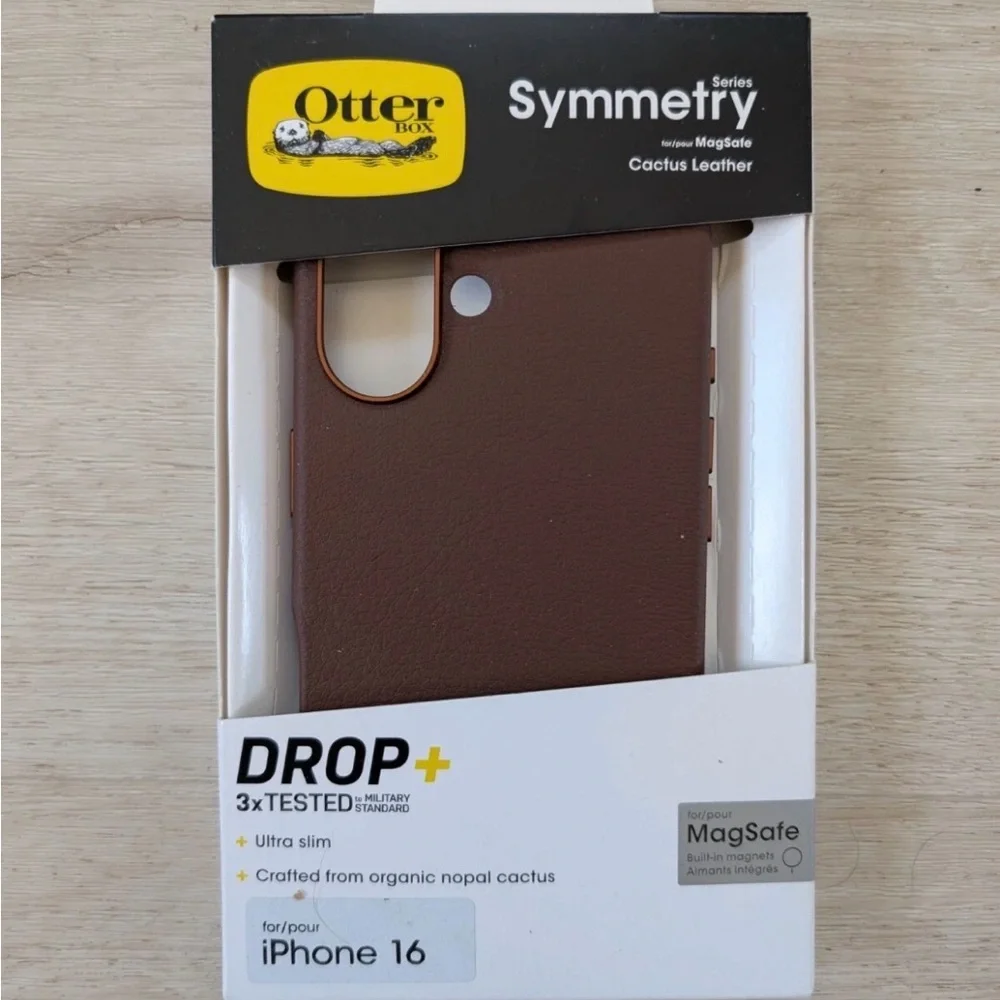 OtterBox Symmetry Series Cactus Leather Case for iPhone 16 - Dark Brown